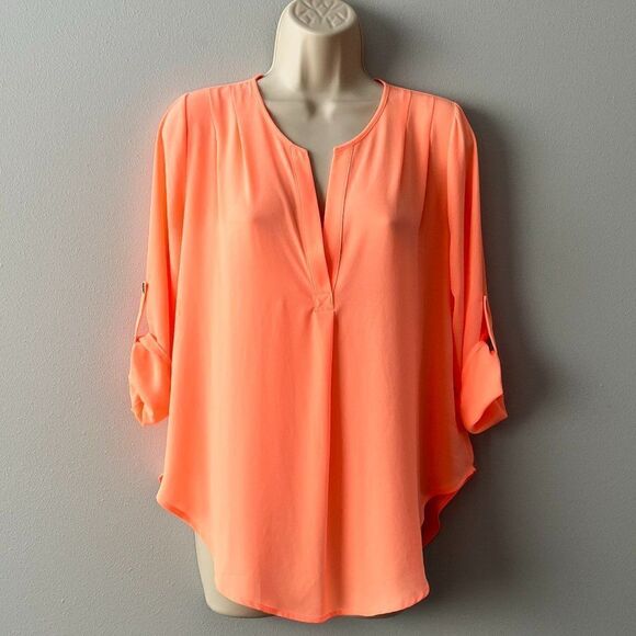 Lush Sheer Peach Long Sleeve Blouse Size S  NWT! - Picture 1 of 5